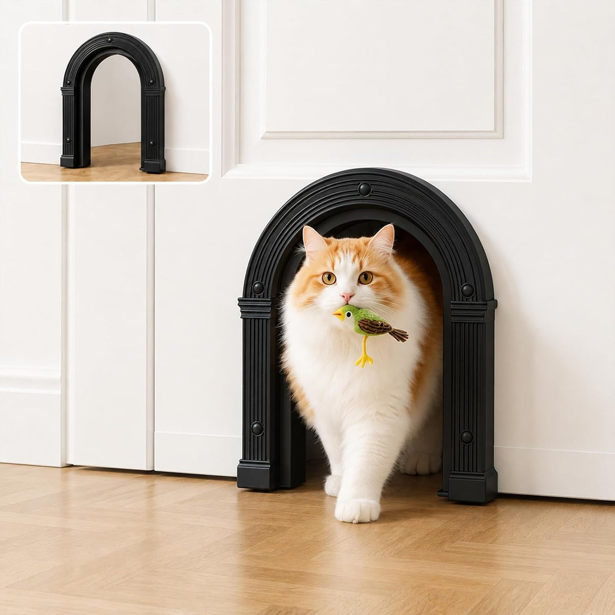 Cat Door for Interior Doors Large Cat Door for Cats Up to 25 lbs, No-Flap