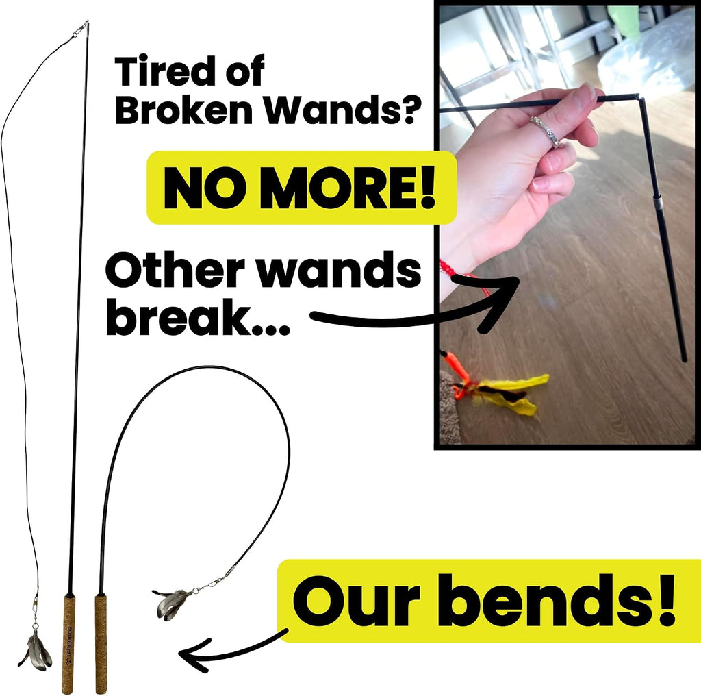 Forever Stick Unbreakable Cat Wand Toy, Durable Feather Teaser