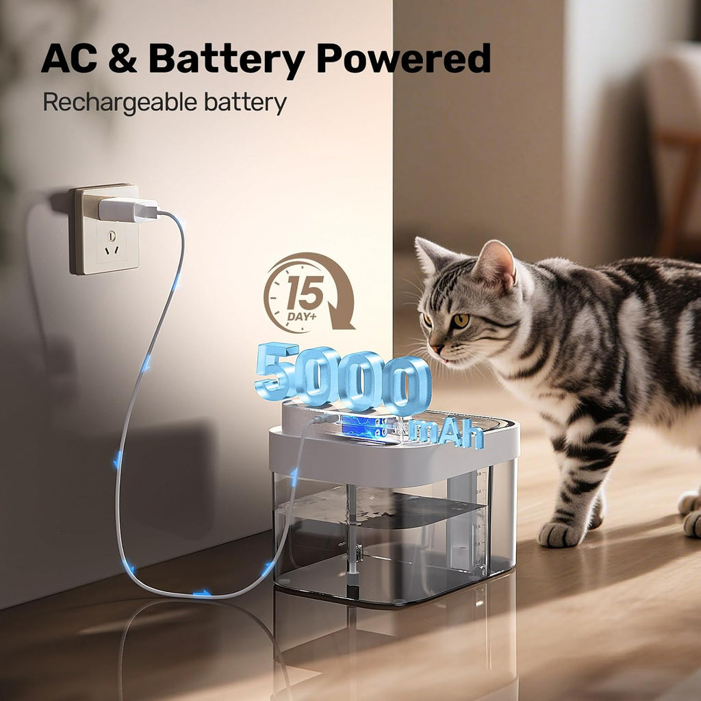 Filterless Cat Water Fountain - Wastewater Separation Pet Dispenser
