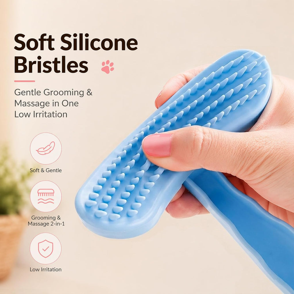 Soft Silicone Bunny Brush for Shedding Rabbits, Cats & Small Dogs