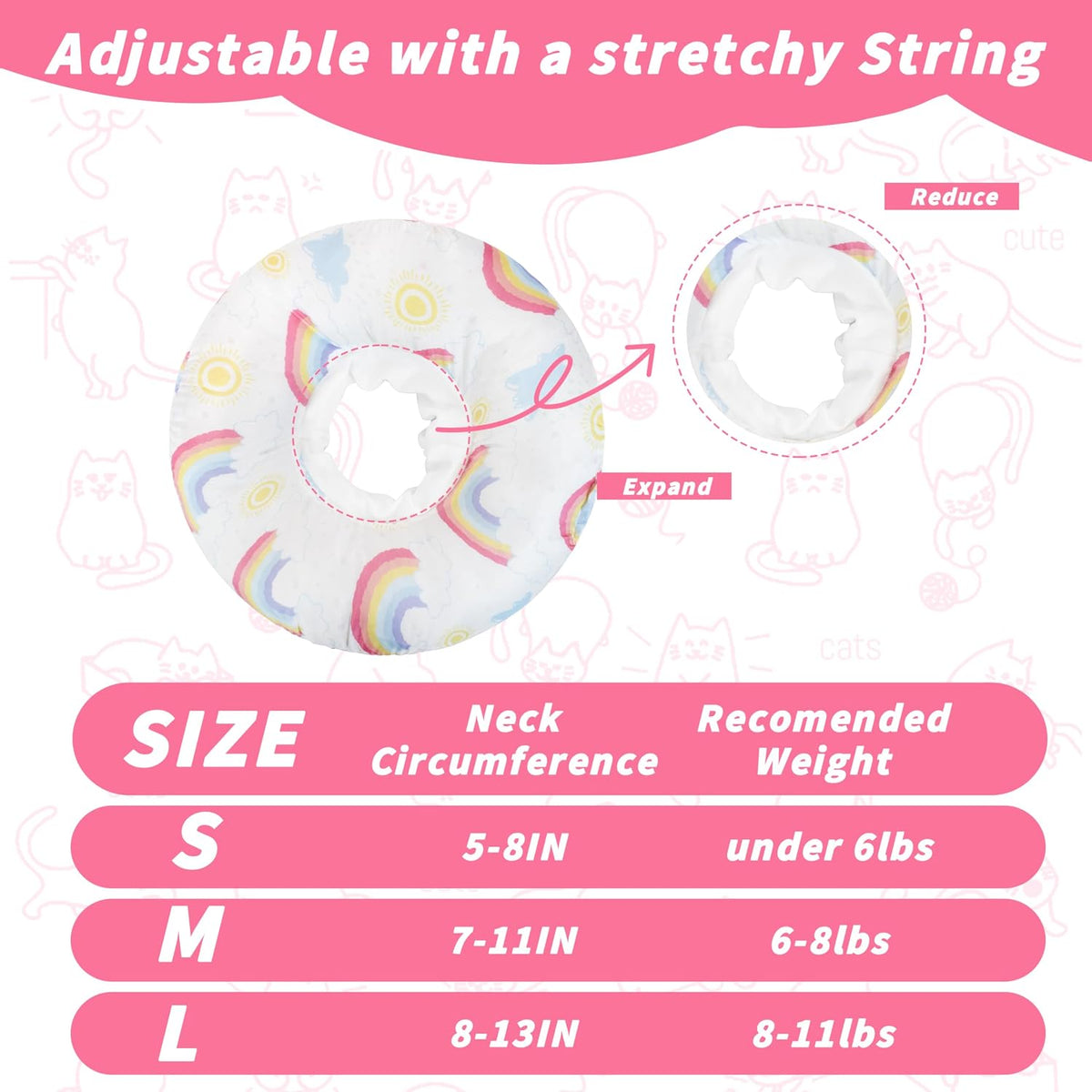 Soft Cat Cone Collar, Cute Cats Recovery Collar Suitable for Cats