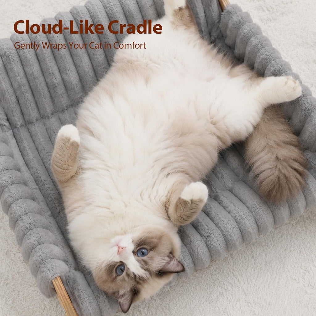 Jiupety Elevated Cat Couch for Indoor Cats Wooden Cat Sofa for Kitty Puppy