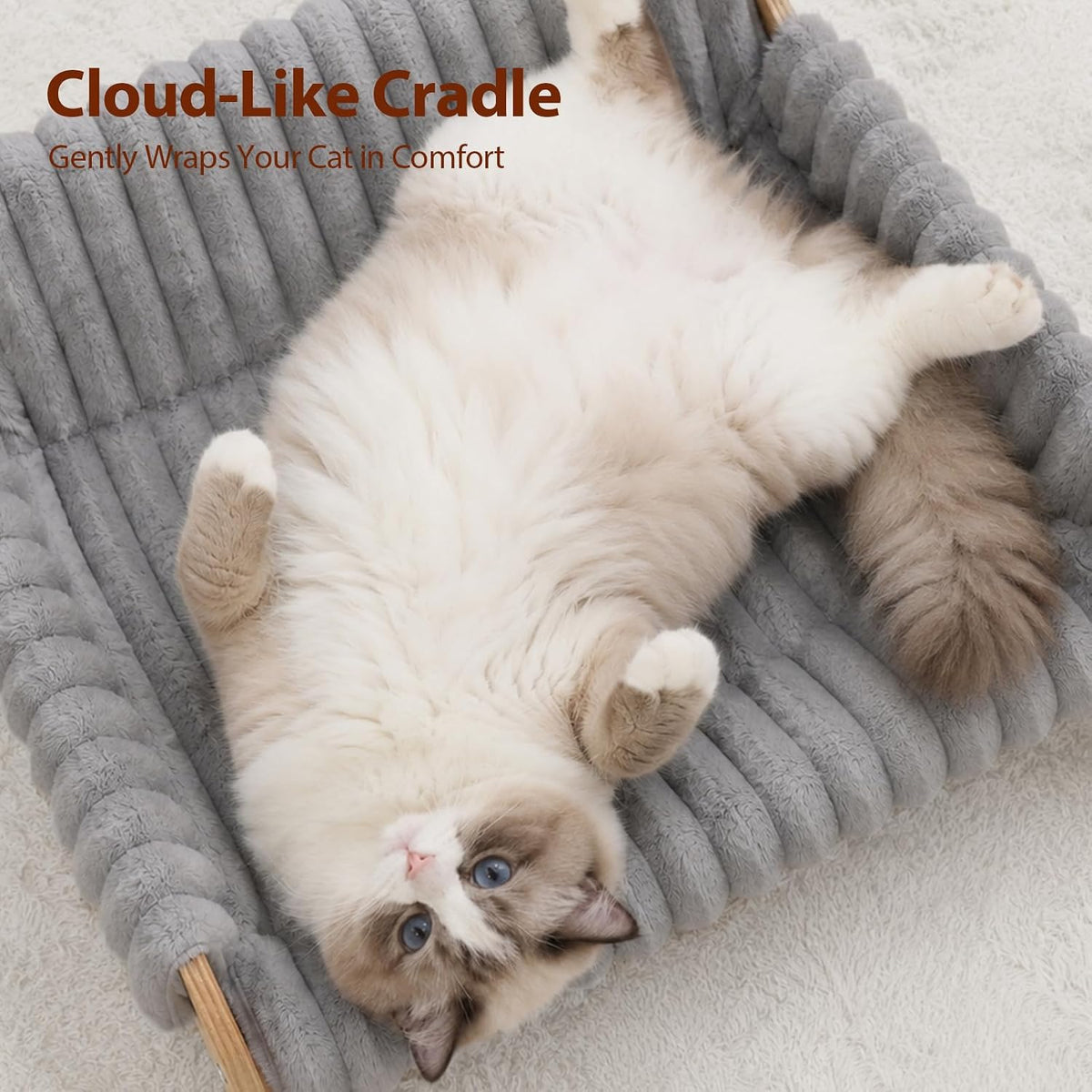 Jiupety Elevated Cat Couch for Indoor Cats Wooden Cat Sofa for Kitty Puppy