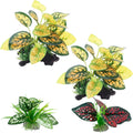 Moonorange Reptile Artificial Plants, Terrarium Plants Decorations Supplies, Aquarium Fish Tank Plant, Amphibian Habitat Hideout Tank Accessories(M Set-4pcs/C)