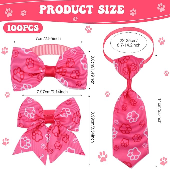 Reginary 100 Pieces Dog Bow Tie Collar Set Include 40 Dog Neckties, and 30 - Image 2