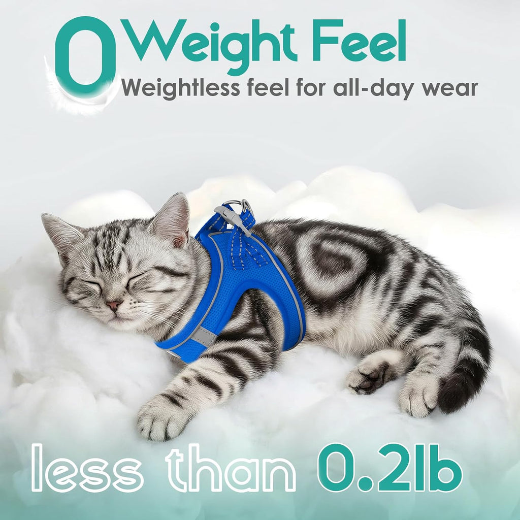 Cat Harness and Leash Set, Step-in Soft Vest, Royal Blue, M