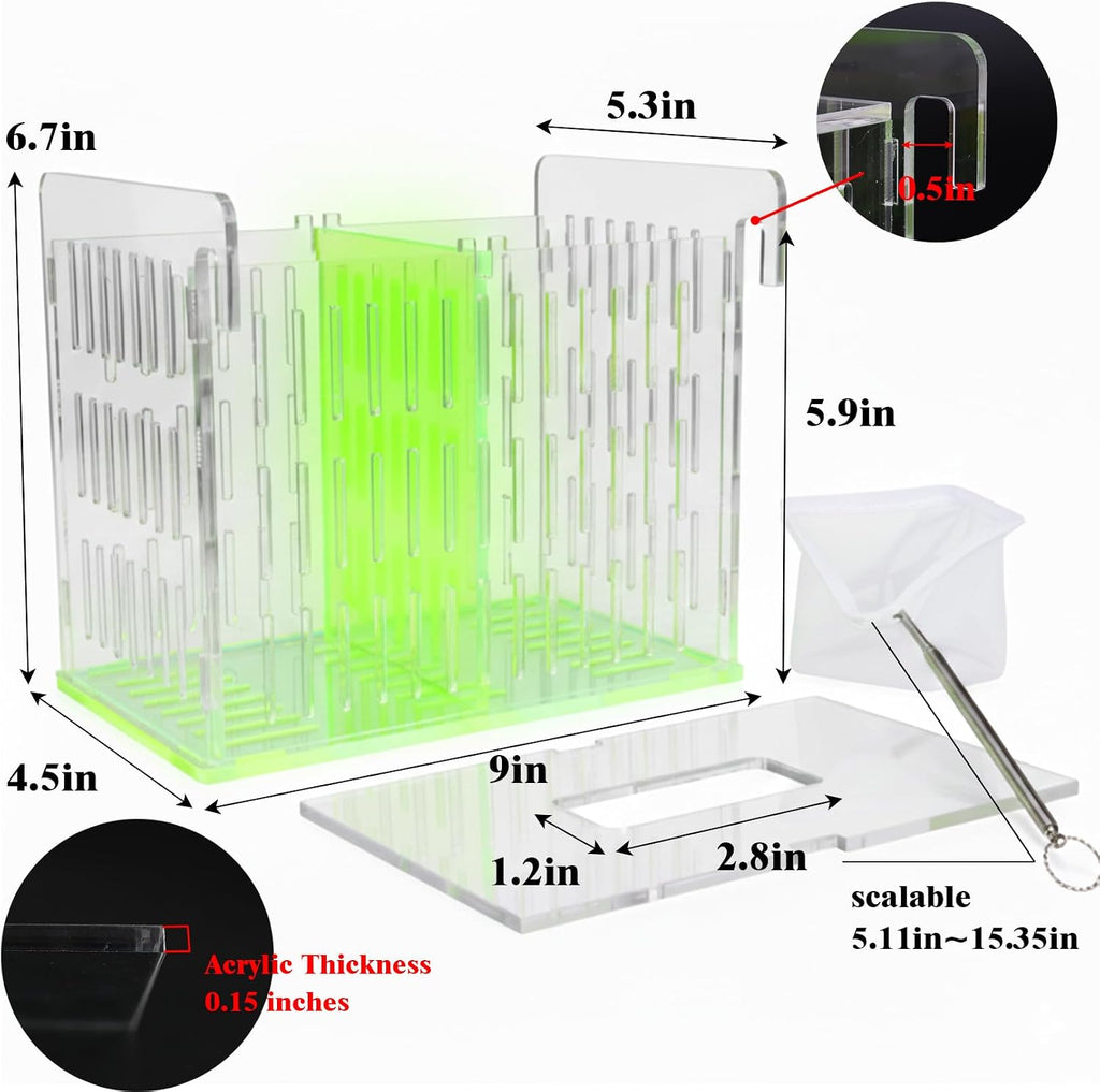 Aquarium Breeder Box for Fish Tank, Acrylic Isolation Hatchery with Divider