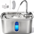 Cat Water Fountain Stainless Steel for Cats Indoor 2.5L 85oz by BPA-Free SUS304, Effective 6-Layer Filter Cat Fountain for Drinking 15dB Ultra Quiet Metal Pet Water Fountain (Fountain+1 Filter)