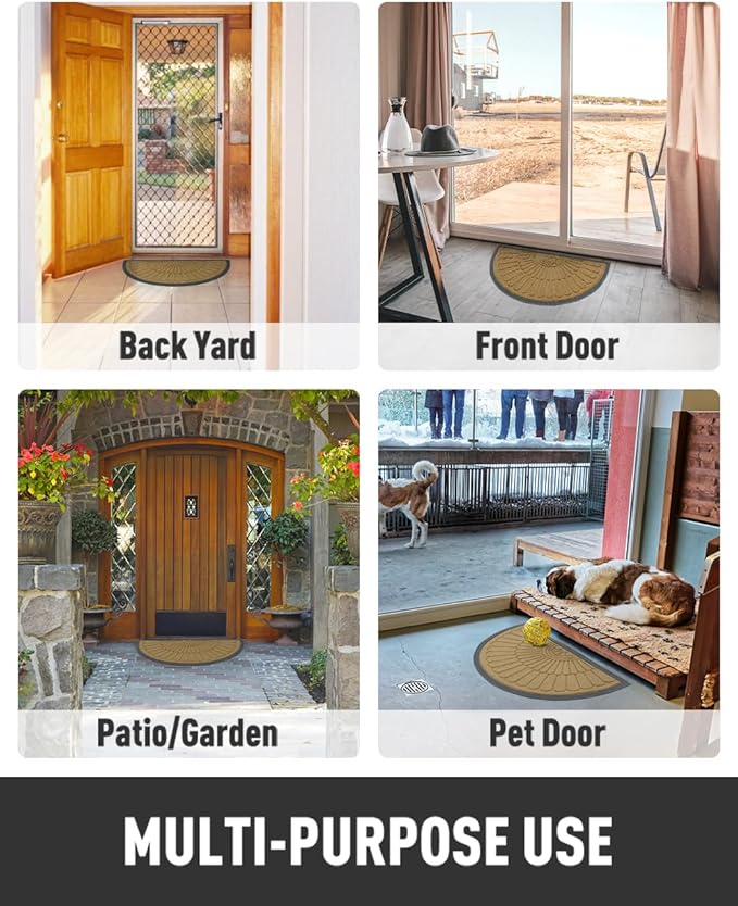 tchdio Door Mat Outdoor Indoor Entrance Doormat-Semicircular Durable Rubber Non - Image 7