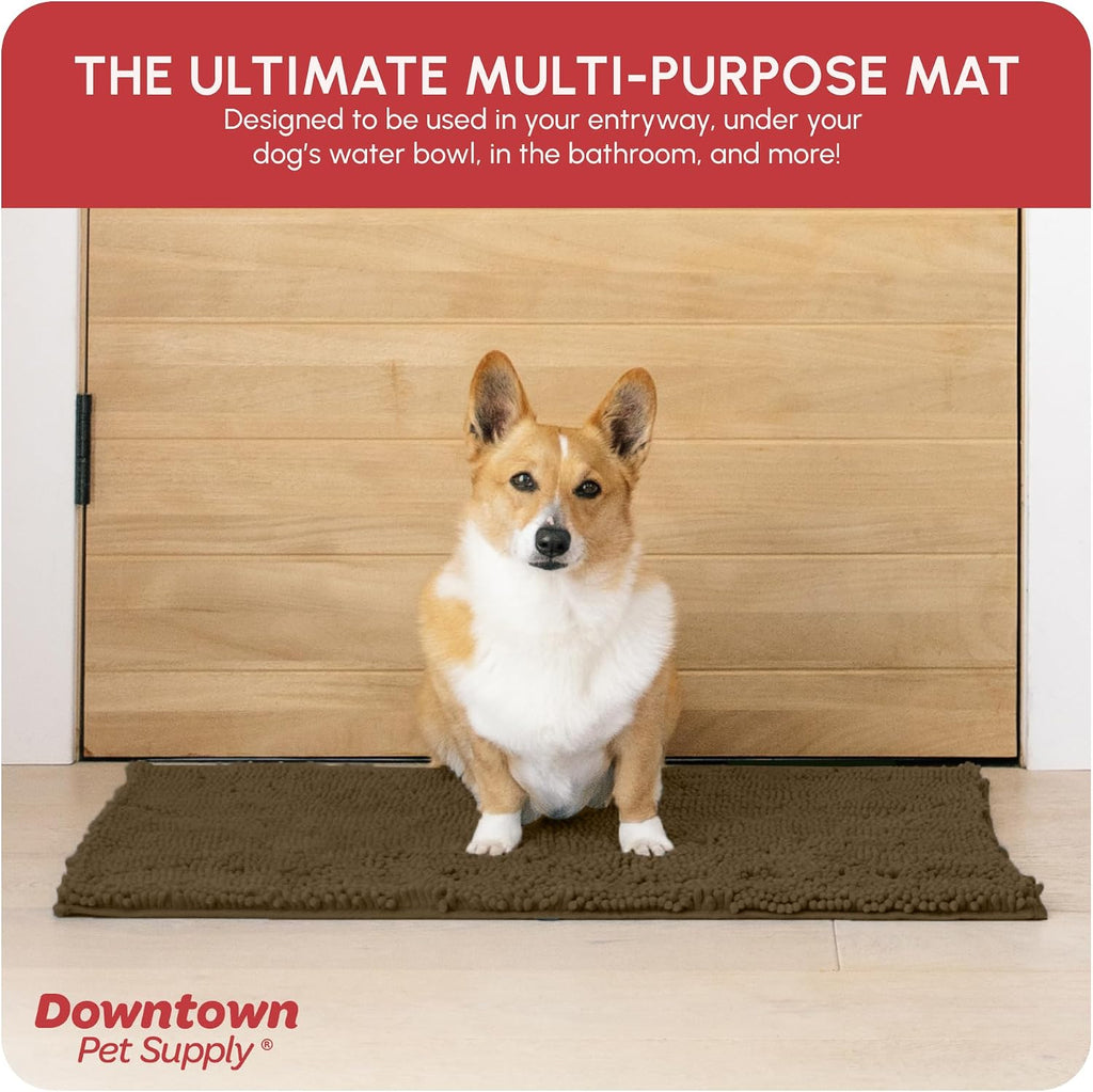 Dog Mud Mat, 31" x 20" Brown – Thick Microfiber Entry Rug for Snow, Mud & Salt – Absorbent, Quick-Dry, Washer-Safe & Non-Slip, Medium