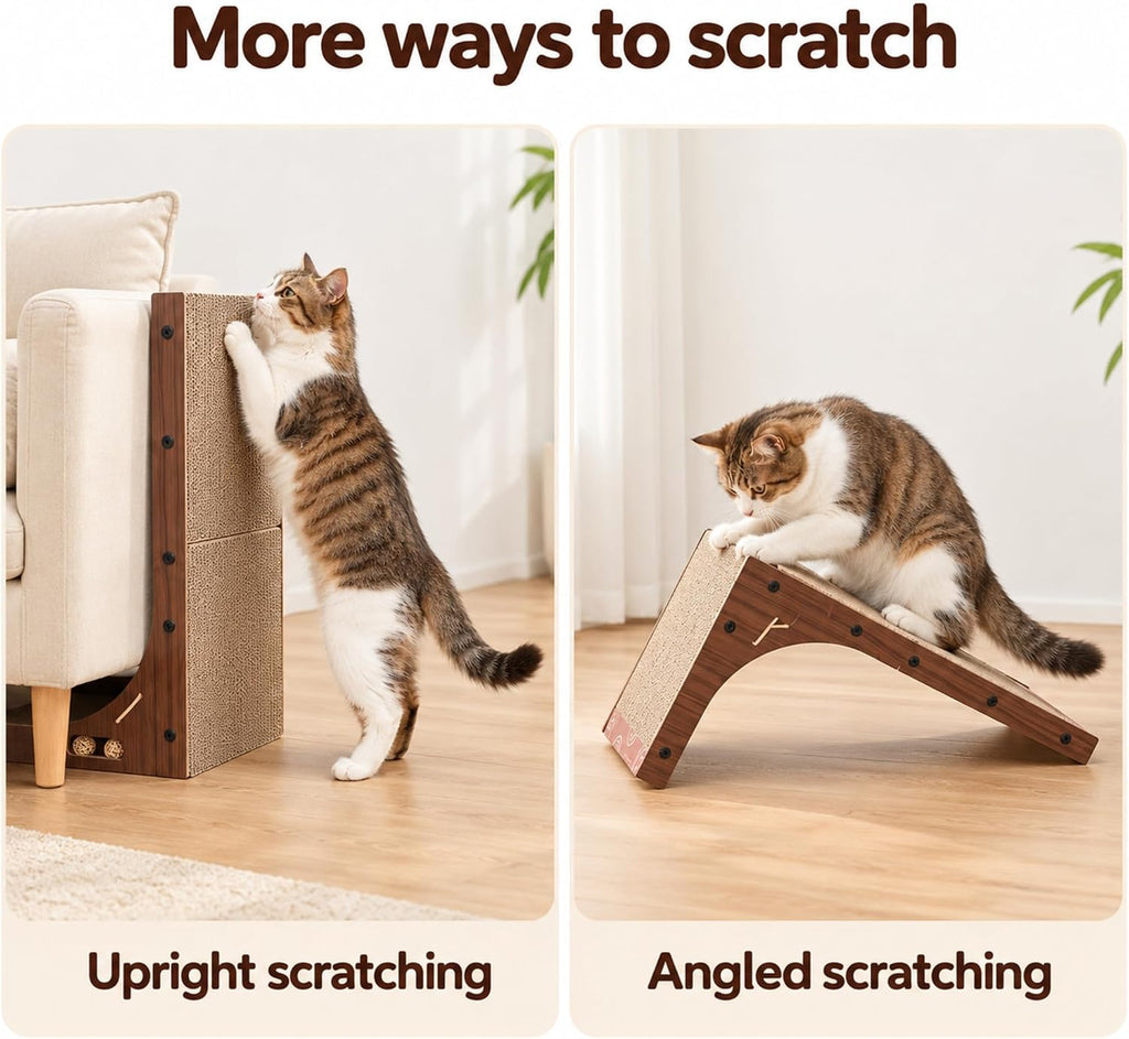 Petpals Corrugate Cardboard Cat Scratching Pad, 24" Double Side L Shaped