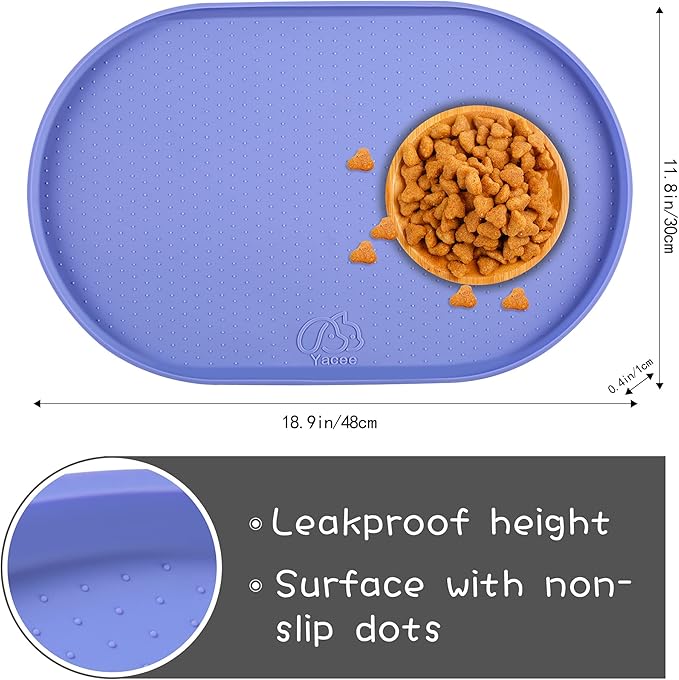 100% Waterproof 0.5" Raised Edge BPA Free Silicone Dog Food Mat, Pet Cat - Image 2