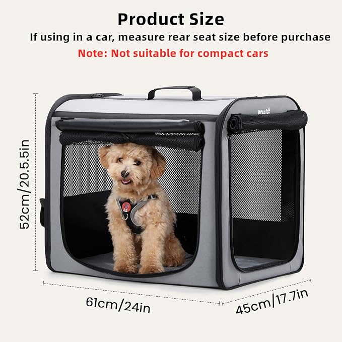 Dog Car Carrier Light Weight 24×17.7×20.5in, Dog Carrier Easy to Assemble - Image 2
