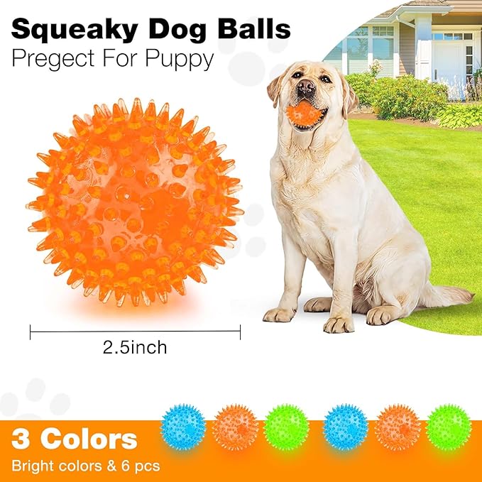 Puppy Toy 2.5” Squeaky Dog Balls Toys and Spikey Dog Ball - Image 2