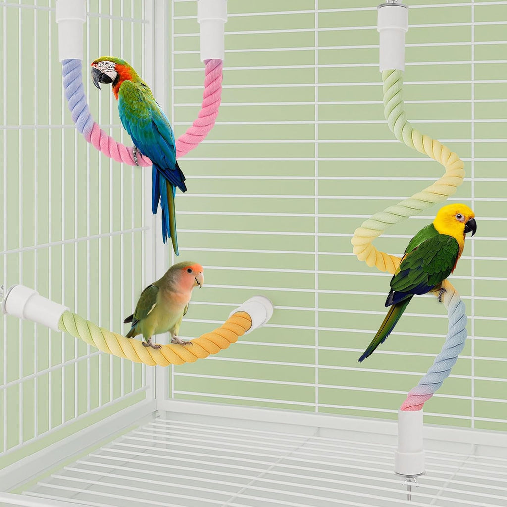 4Pcs Rope Perch for Bird Cages, Bendable Climbing Cotton Rope