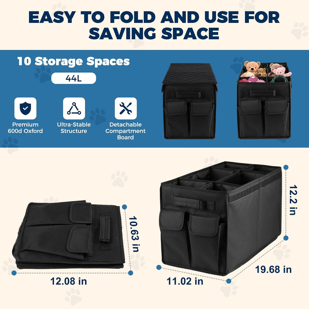 Back Front Seat Extender for Large Dogs Up to 200 Lbs, Adjustable Dog Back Seat Extender with Cushion & Storage Box, Car Organizer Gap Filler for Front or Back Seat