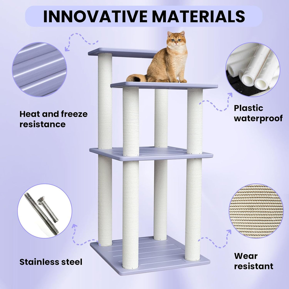 Multi-Level Weatherproof Cat Tree with Scratching Posts for Indoor&Outdoor
