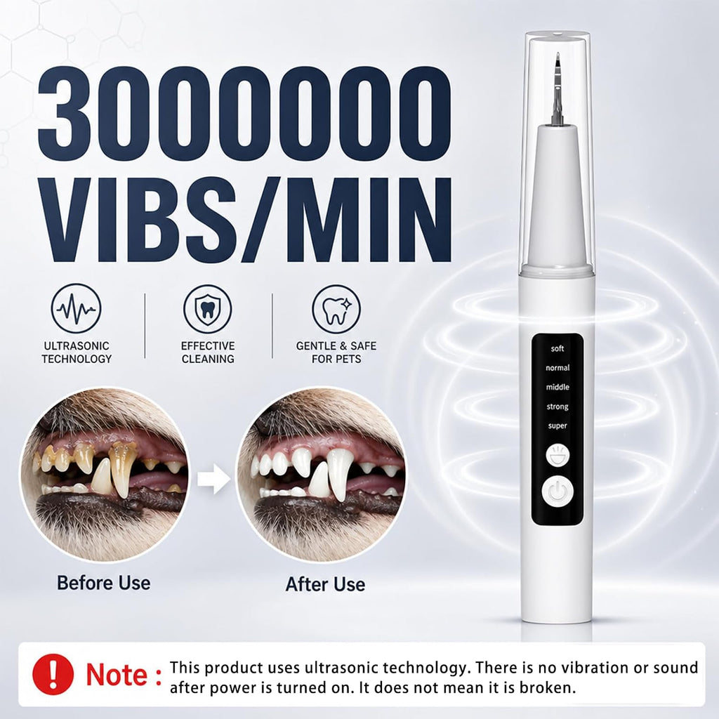 Puffluv Pet Teeth Cleaning Kit with LED Light, Electric Dental Cleaner for Dogs & Cats, 5 Adjustable Modes, Tartar & Stain Care Tool (White)