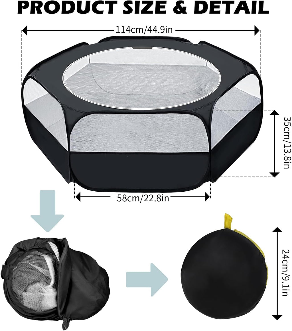 UWE Small Animal Playpen, Waterproof Foldable Pet Playpen, Black