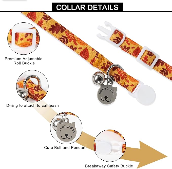 Lionet Paws 2pcs Pack Cotton Cat Collar, Breakaway Buckle - Image 2