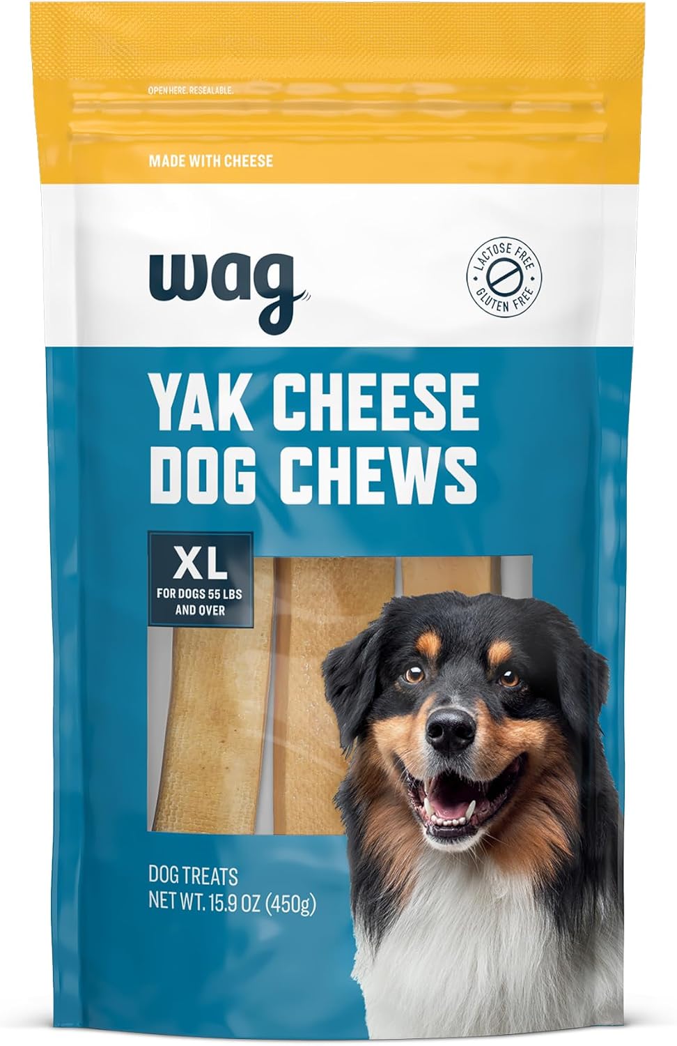 Amazon Brand - Wag Yak Cheese Himalayan Dog Chews, Dog Treats for Large Size Dogs, All Natural, High Protein for Aggressive Chewers, 35-55 lbs, 3 Count, 9.9 oz