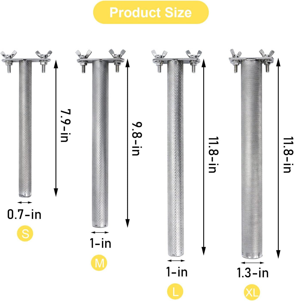 Wontee Bird Perch Stand Stainless Steel Parrot Cage Perch Accessories for Parakeets Cockatiels Conures African Greys Macaws Amazon Parrots (L (11.8"x1")