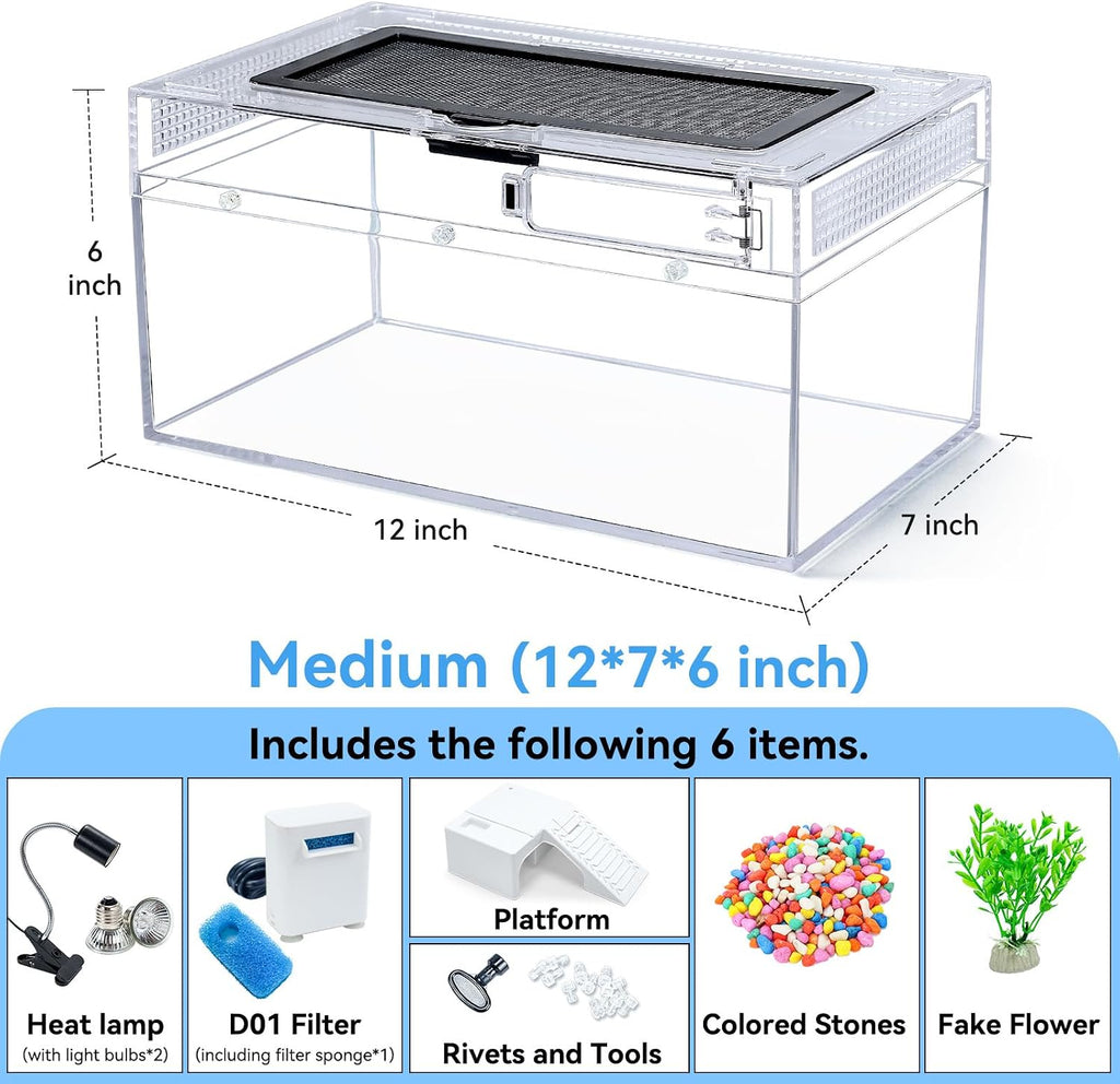 12x7x6 Turtle Tank Kit with Heating Lamp & Filter