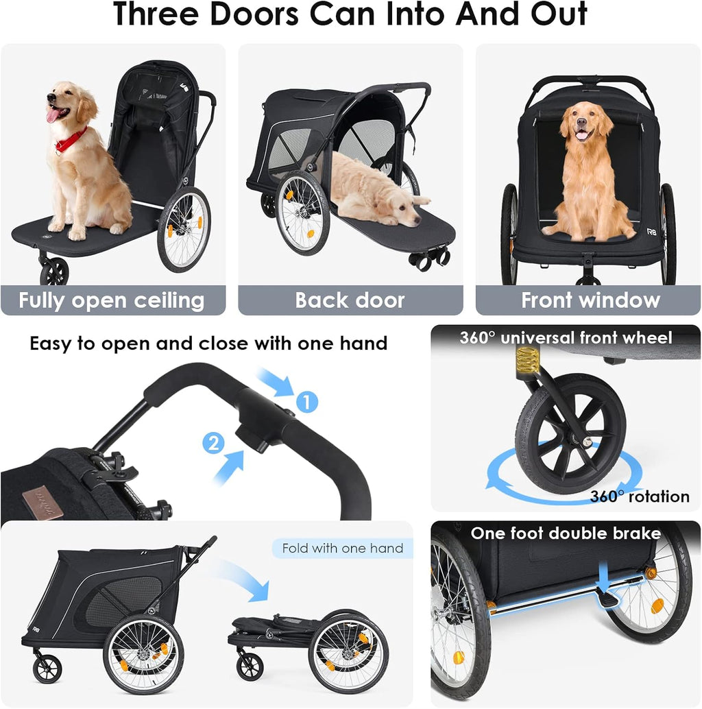 Beberoad Dog Stroller with Built-in Ramp for Large Dogs Up to 100 lbs