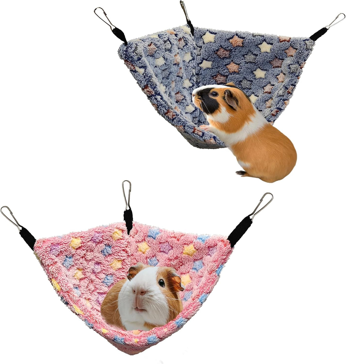 Hanging Corner Hammocks with Hooks for Small Animals, Pack of 2