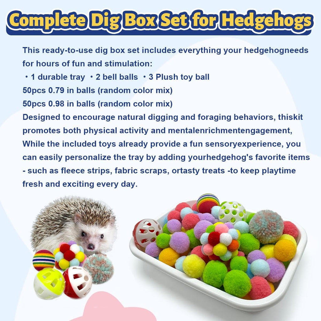 Funny Hedgehog Cage Accessories Enrichment Toys, Cute Sandbox and Ball Toys, Small Animal Accessories for Hedgehog Hamster Ferret