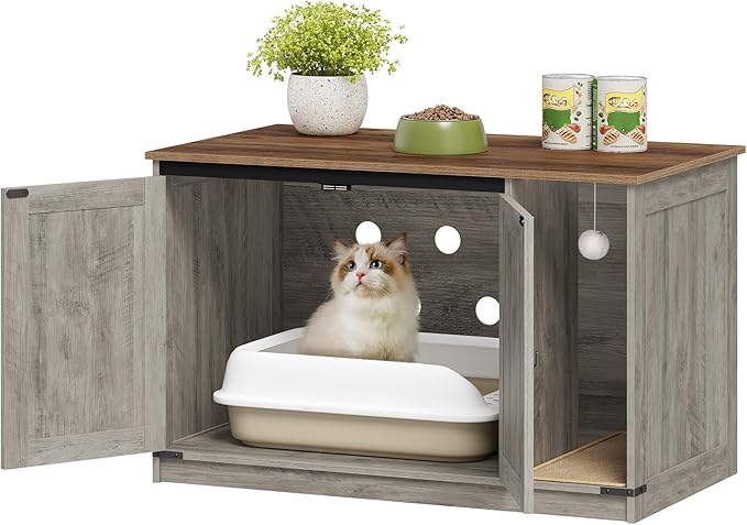Cat Litter Box Enclosure, Hidden Litter Box Cabinet Furniture - Image 9