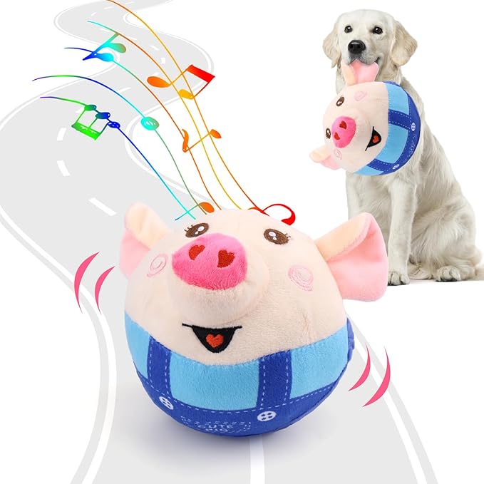 BABORUI Interactive Dog Toys Pig, Jumping Squeaky Dog Toys by BABORUI