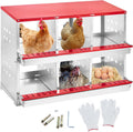 GarveeLife Chicken Nesting Box Metal with Swing Perch and Roll Out Egg Collection, 6 Compartments Egg Laying Box for Hens Chickens Ducks, Vented & Easy Clean for Coop