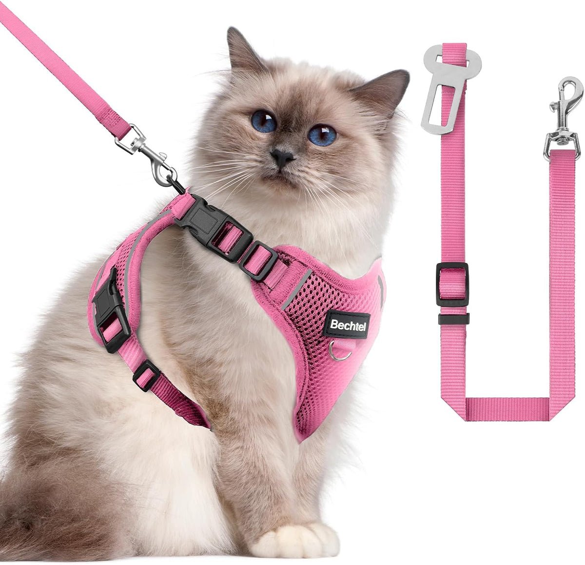 Cat Harness and Leash for Walking, The Upgrade Can be Adjusted in Four Directions and Breathable Cat Harness for Anti Escape that can be Fitted and Positioned, Reflective Strips Harness, Green,M