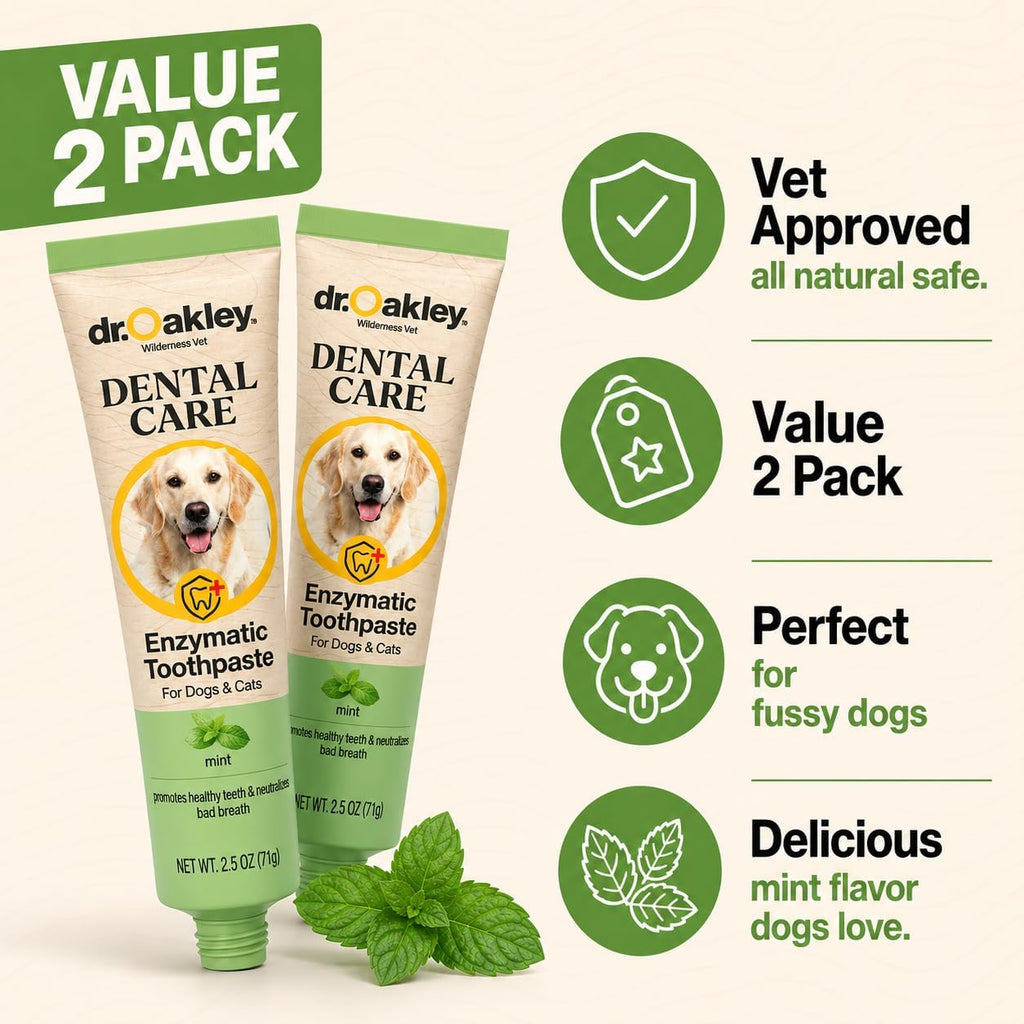 Dr. Oakley 2 Pack Cat or Dog Toothpaste Mint Flavor Enzymatic Safe Vet Formula