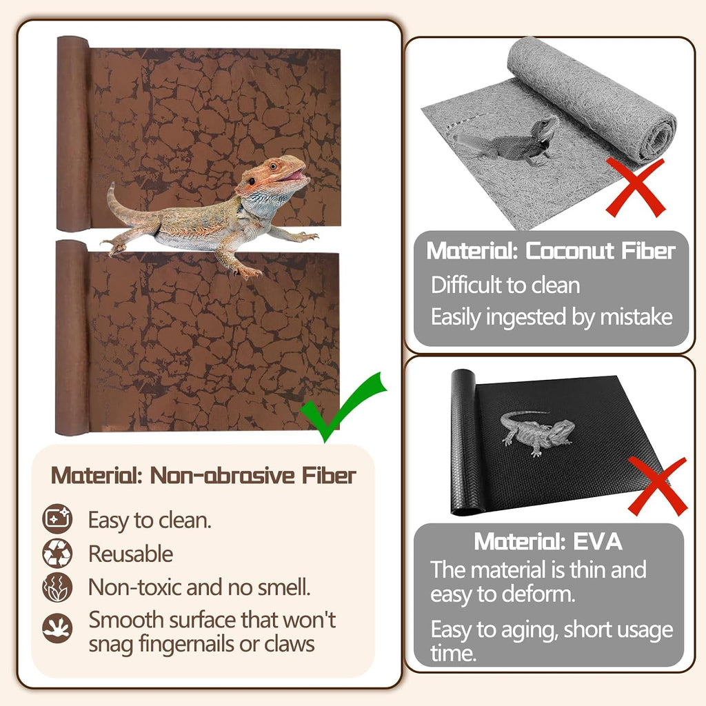 BNOSDM 2 PCS Reptile Carpet Mat Terrarium Liner Bedding Reptile Cage Mat Supplies for Tortoise Lizard Leopard Gecko Snake Chameleon 39.4" x 19.7"