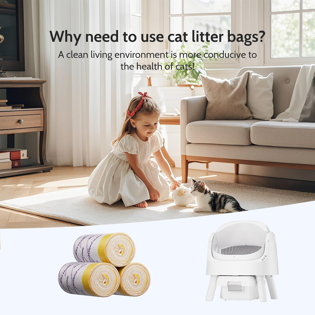 60 Count Heavy Duty Litter Box Liners for Autoscooper 11 Automatic Cat Litter Box, Disposable Trash Bags for Self Cleaning Cat Litter Box