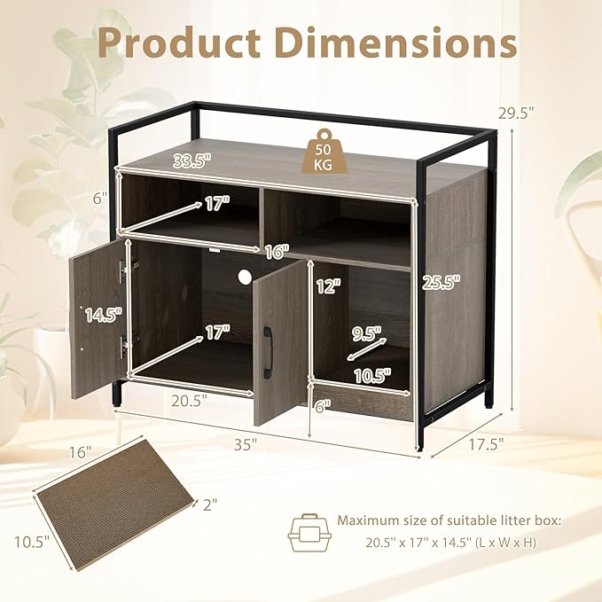 Giantex Cat Litter Box Enclosure - Image 8