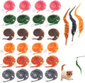 24 PCS Cat Worm Toy Zebra Print Feather Worm Teaser Refills Attachment Cute Cat by KuuGuu