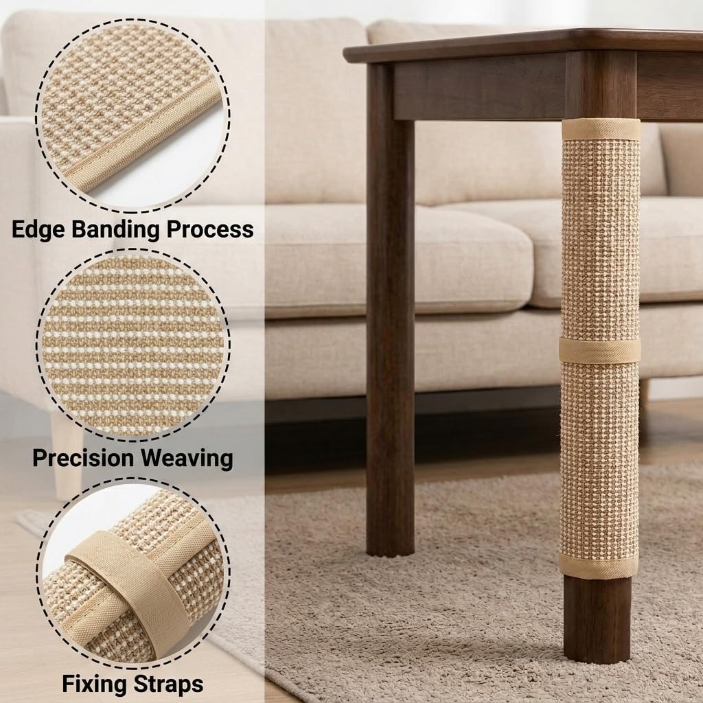 2 Pcs Cat Scratch Furniture Protector Mat, Table Legs Cat Scratching Mat
