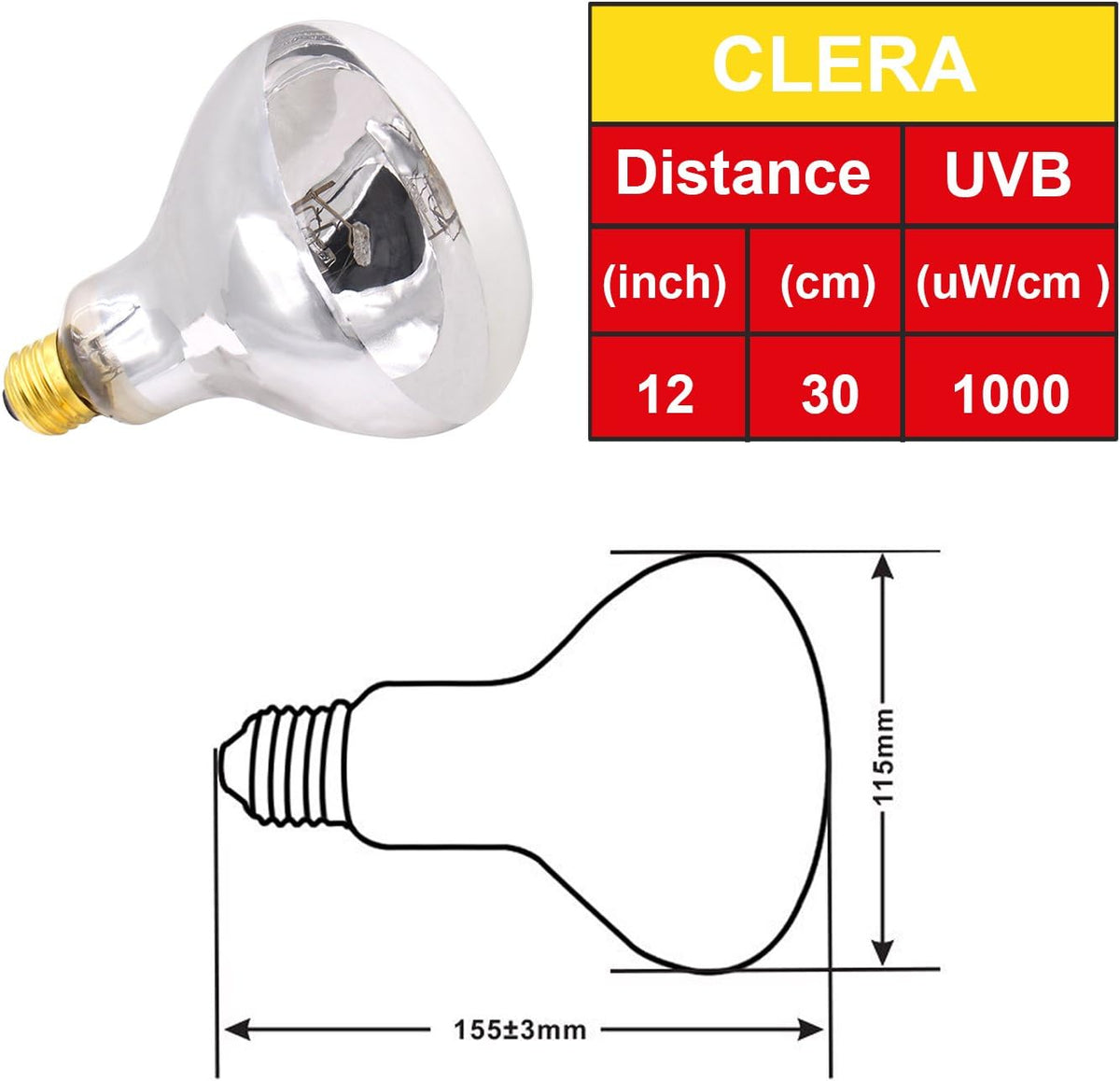 Aiicioo UVB Reptile Light 160W - UVB Light Bulb for Reptile Mercucry Vapor Bulb Heat Basking Lamp Bulb Full Spectrum UVA UVB All in One Sun Lamp for Bearded Dragon Lizard Turtle