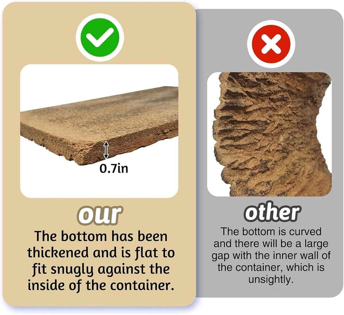 kathson 2PCS Thicker Cork Tile Background Bark 11.8”Lx7.9”Wx0.7”H Reptile Tank Backgroun Terrarium Background Natural Reptile Climbing Mat for Spider Gecko Lizard Chameleon Bearded Dragon Turtle Snake
