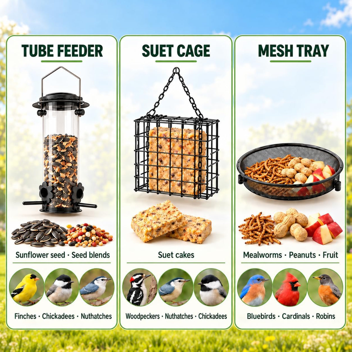 97" Bird Feeding Station Kit with Metal Squirrel Baffle, Heavy Duty Metal Bird Feeding Station with Seed Tray＆Mesh Basket, Easy Assembly Ground Mounted Bird Feeder Pole for Garden Yard Outdoor