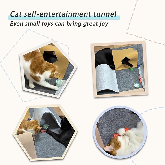 Cat Toys Tunnel for Indoor Cats, 4-Way Felt Cat Tunnel Play Mat - Image 5