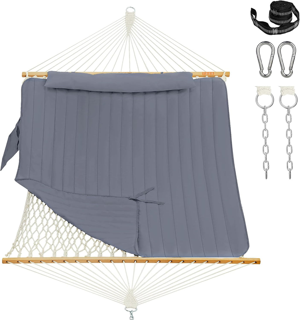Lazy Daze Double Handwoven Rope Hammock with Pad and Pillow Set for Outdoor