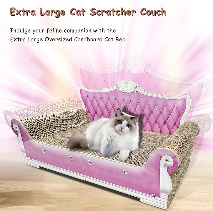 Luxury Cardboard Cat Scratcher Sofa Bed, Couch Shaped Scratching Board - Image 7