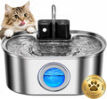 PEKTACO Wireless Cat Water Fountain, 108oz/3.2L Stainless Steel, 1 Filter