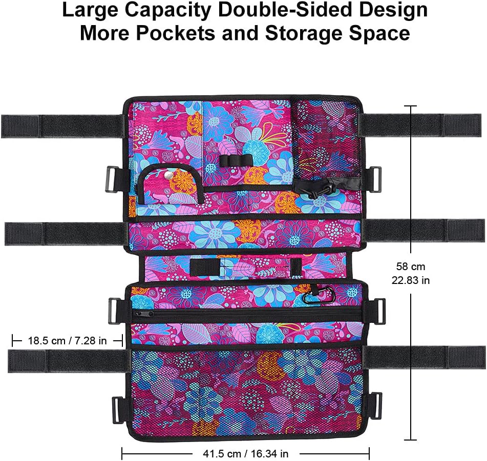 Walker Bag for Seniors-supregear Folding Walker Accessories Bag (Double Sided), Walker Basket Caddy Large Capacity Waterproof Tote with 9 Pockets and Cup Holder