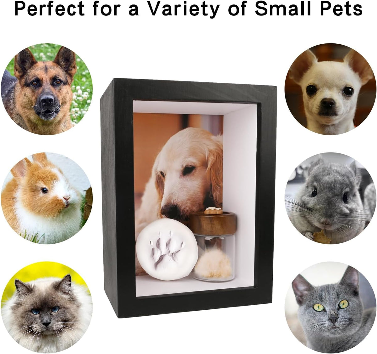 Dog Memorial Shadow Box Frame 5x7 with Paw Print Kit and Fur Keepsake Box Small Pet Memorial Frame Box for Dogs and Cats that Passed Pet Death Sympathy and Remembrance Gift for Pet Owners