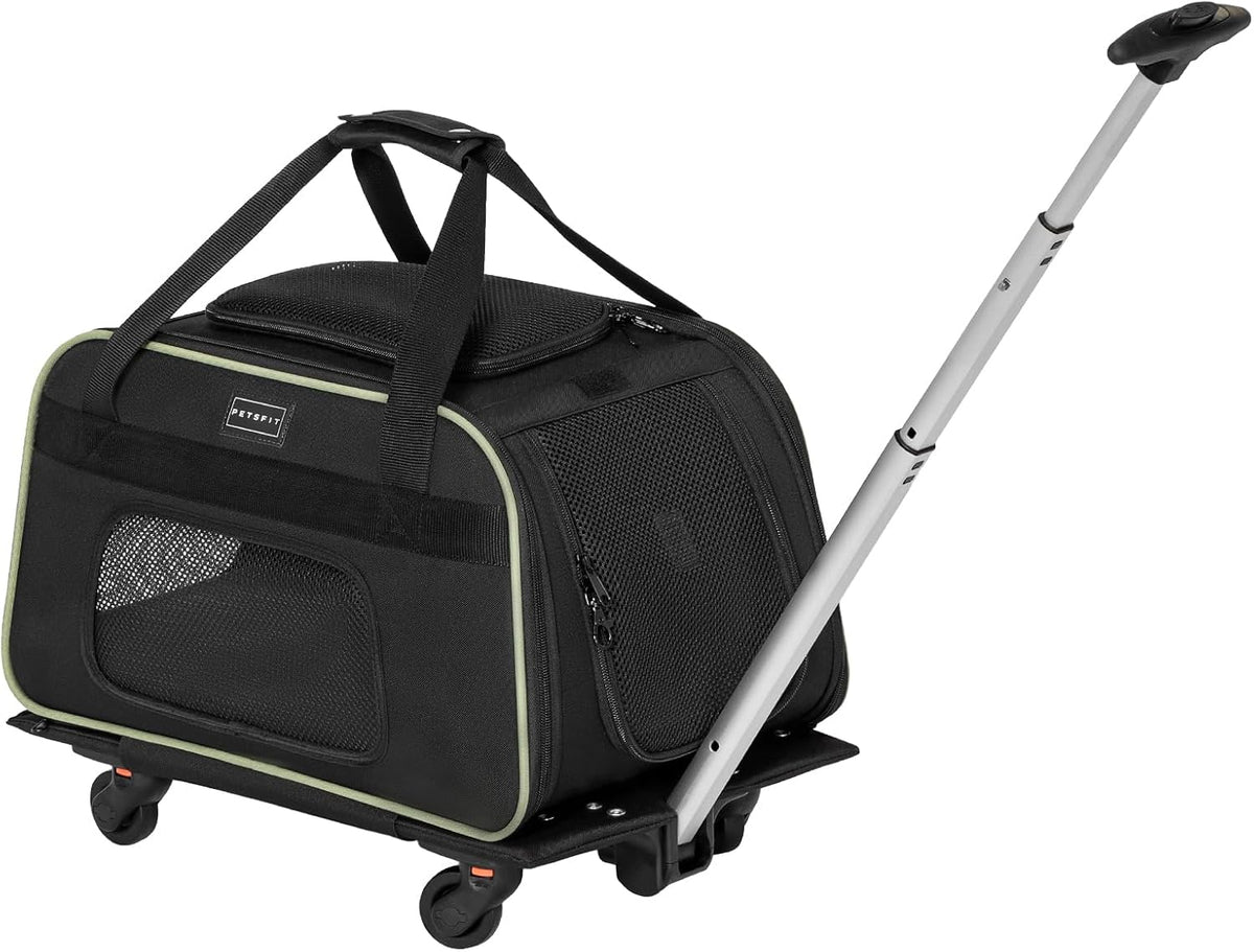 Petsfit Cat Carrier with Wheels, Removable Spinner Wheels, Up to 13 lb